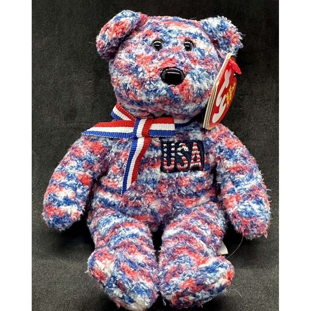 Ty Beanie Baby - USA THE BEAR 5"‎ METAL KEY CLIP New MWMT's